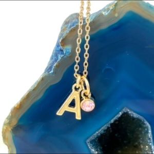 gemstone initial gold charm necklace